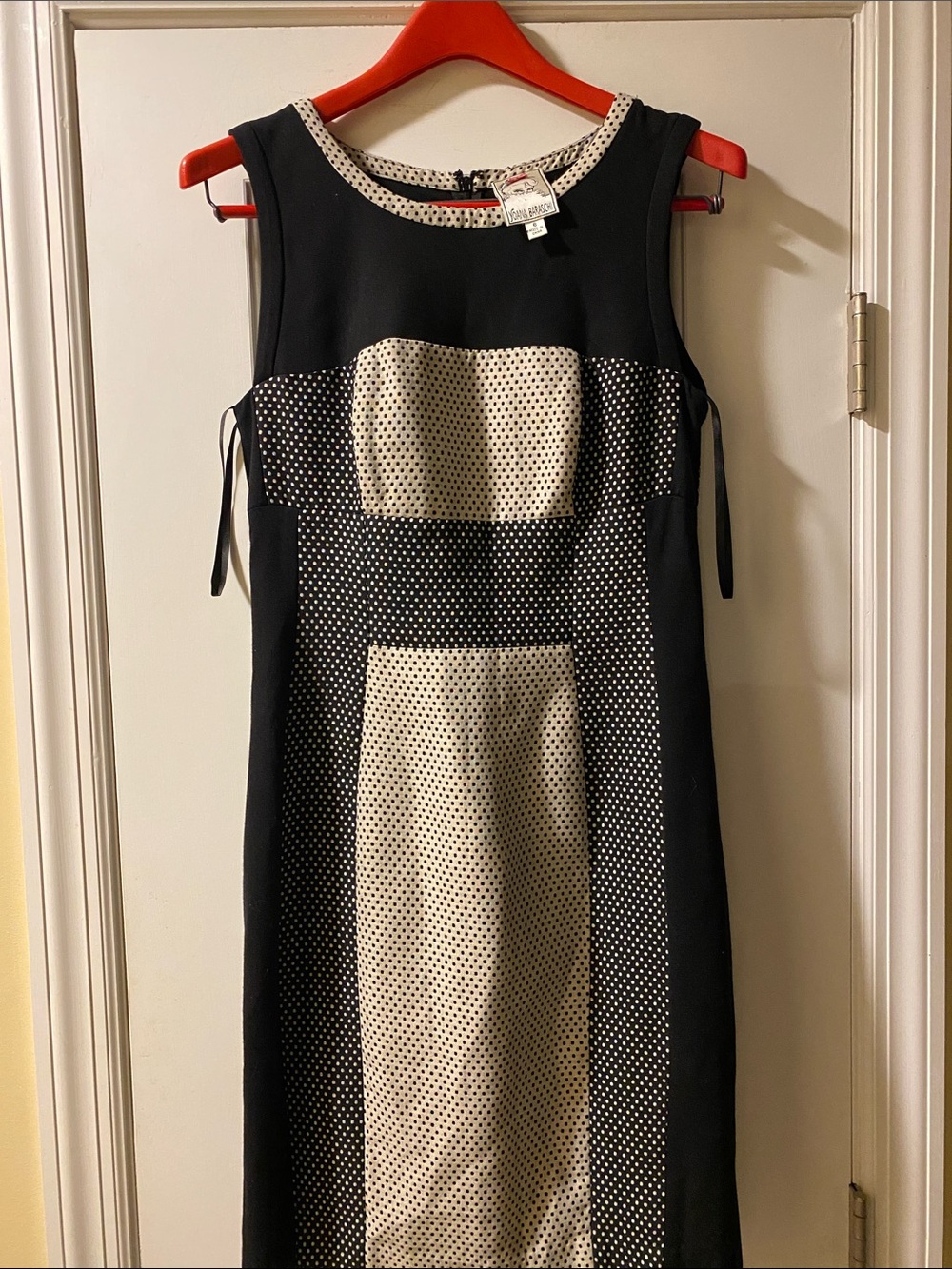 Yoana Baraschi Black Off White Reverse Polka Dots Dress NWOT
